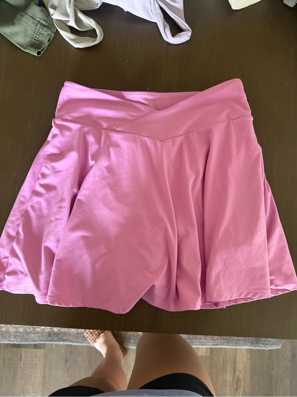 Fabletics Rose Pink Flared Skort with Crossover Waistband
